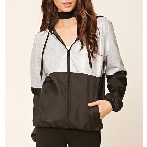 Forever 21 silver & black windbreaker - Picture 1 of 3